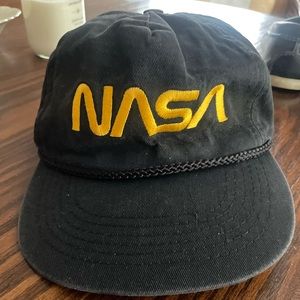 Vintage corded black NASA hat